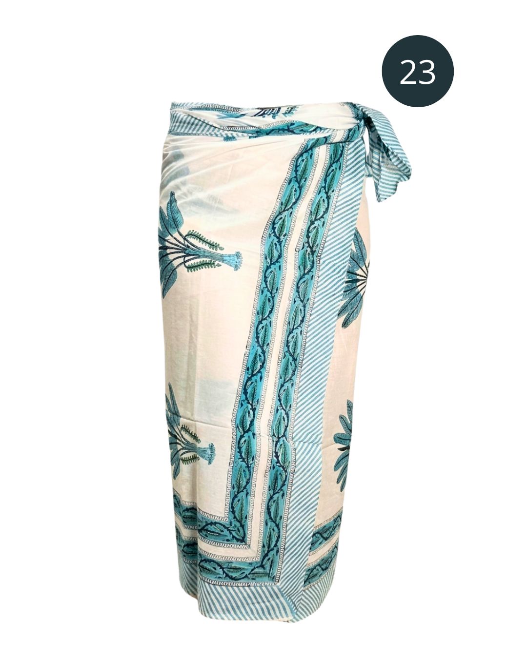 Sarong Pareo in cotone 100% – Block print fatto a mano | 110 x 185 cm