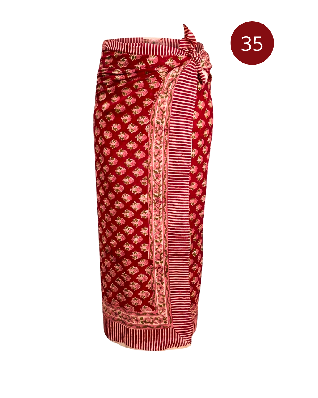 Sarong Pareo in cotone 100% – Block print fatto a mano | 110 x 185 cm