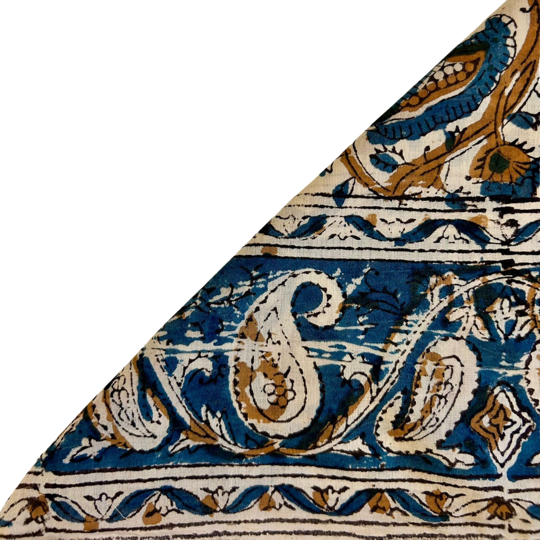 Sienna - Bandana in mussola di cotone 100% Block Print - variante blu senape