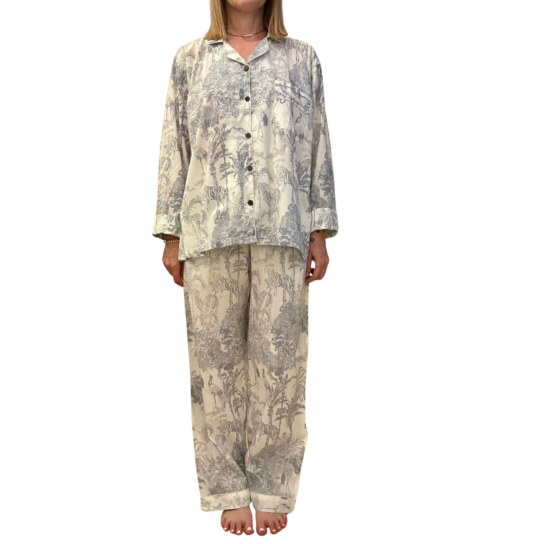 Jaipur Set – Completo 3 Pezzi in Cotone Block Print - heritage grigio -