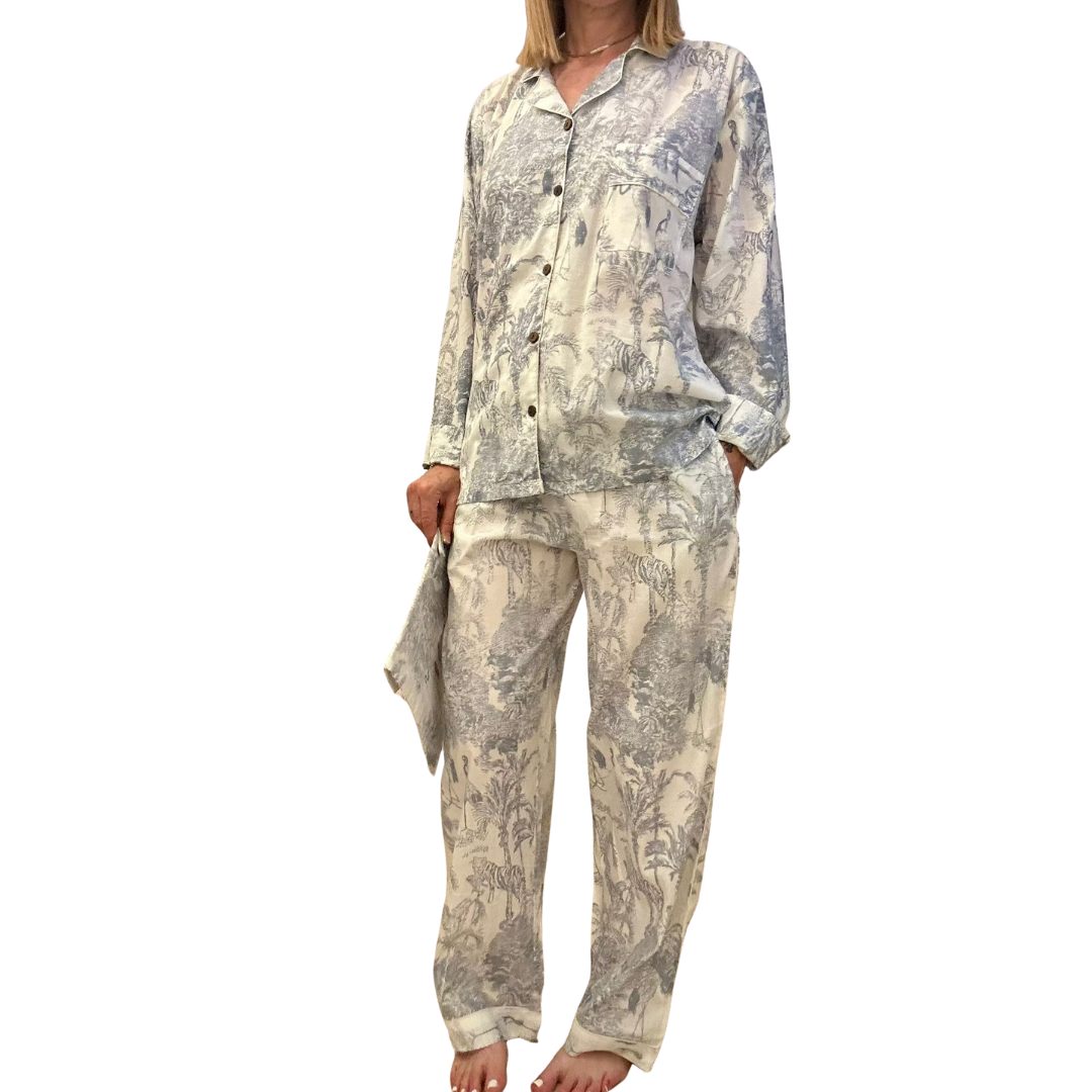 Jaipur Set – Completo 3 Pezzi in Cotone Block Print - heritage grigio -