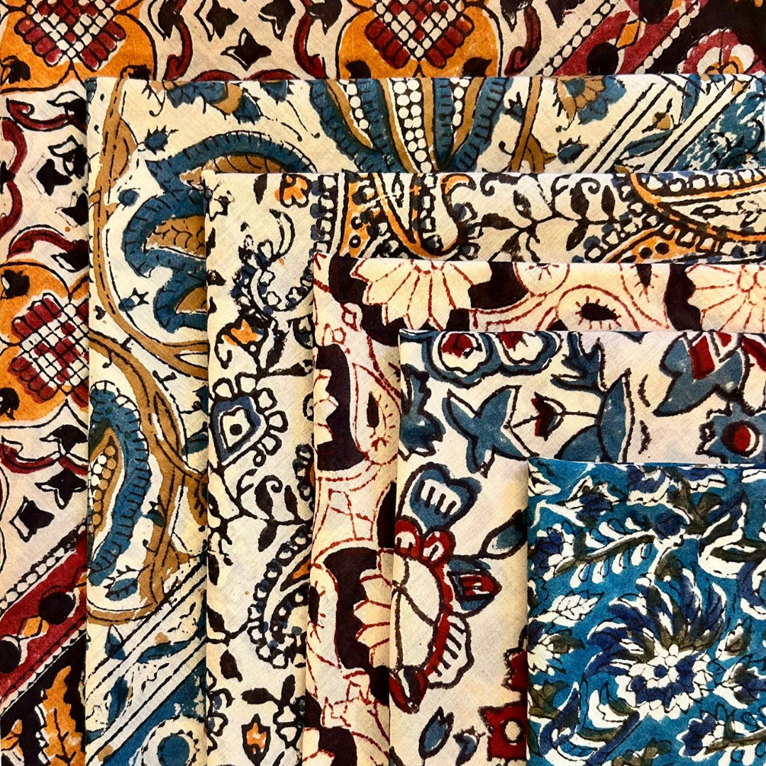 Sienna - Bandana in mussola di cotone 100% Block Print - variante blu senape