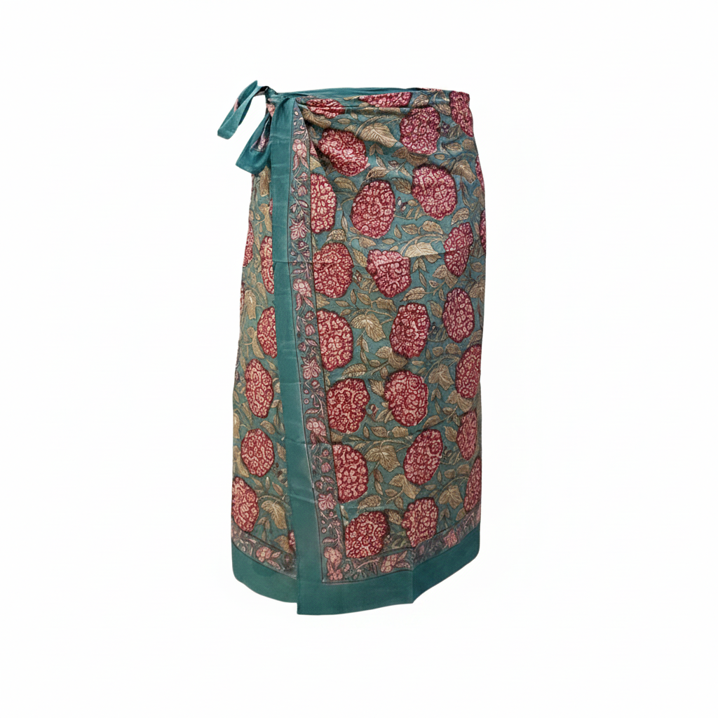 Sarong Pareo in cotone 100% – Block print fatto a mano | 110 x 185 cm - variante 46 -