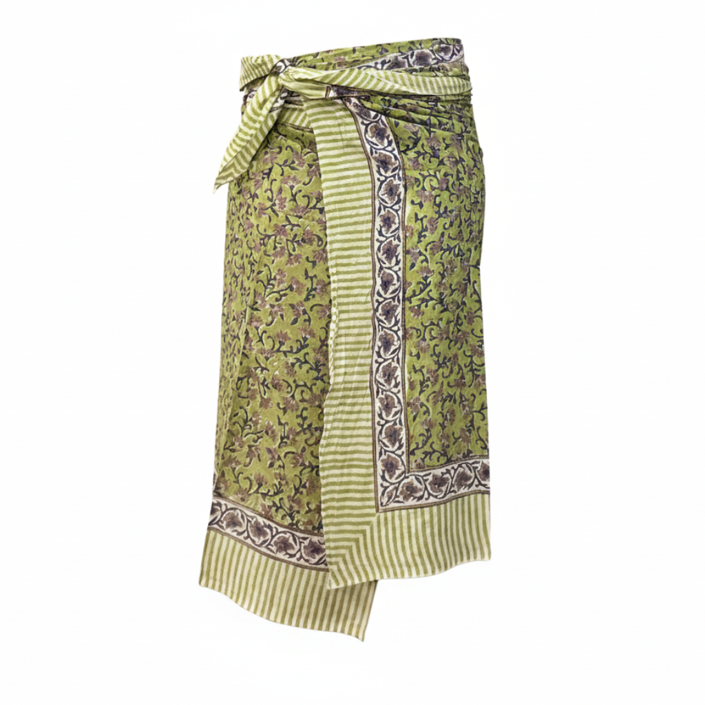 Sarong Pareo in cotone 100% – Block print fatto a mano | 110 x 185 cm - variante 49 -