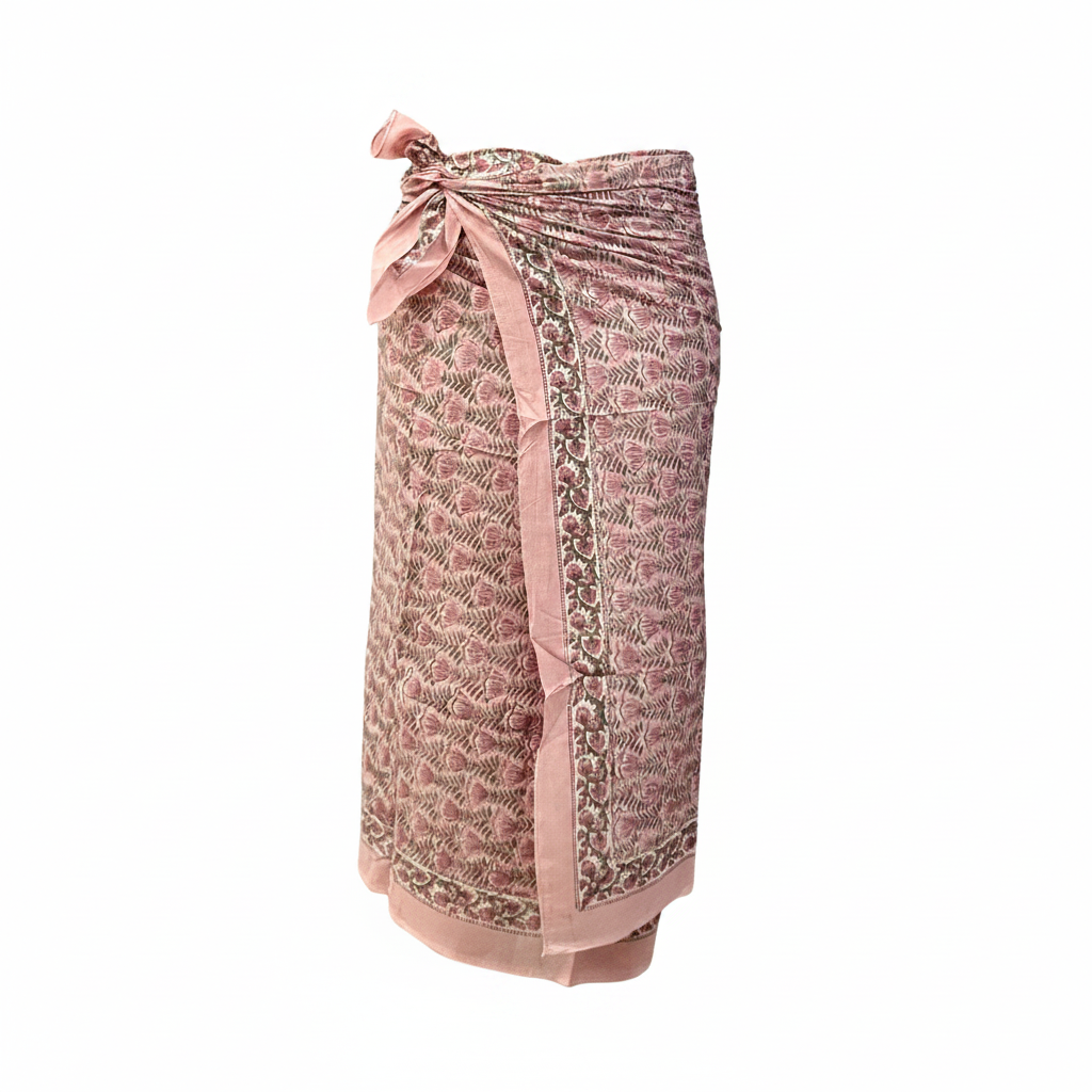 Sarong Pareo in cotone 100% – Block print fatto a mano | 110 x 185 cm - variante 52 -