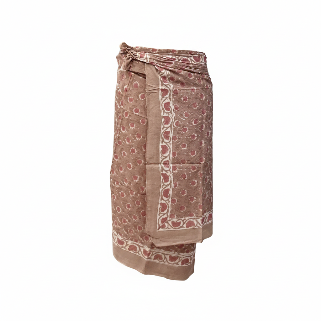 Sarong Pareo in cotone 100% – Block print fatto a mano | 110 x 185 cm - variante 16 -