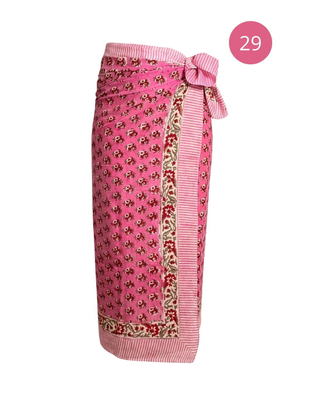 Sarong Pareo in cotone 100% – Block print fatto a mano | 110 x 185 cm
