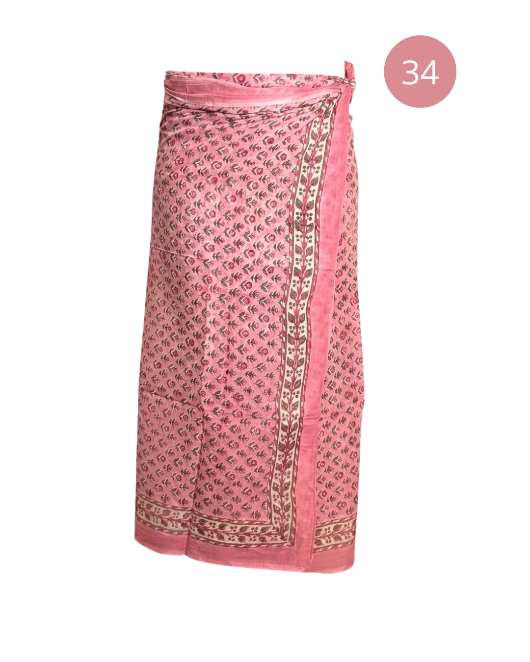 Sarong Pareo in cotone 100% – Block print fatto a mano | 110 x 185 cm