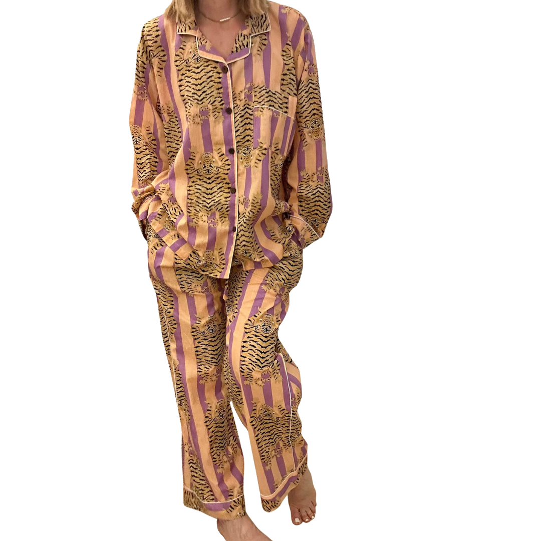 Jaipur Set – Completo 3 Pezzi in Cotone Block Print - tigri -