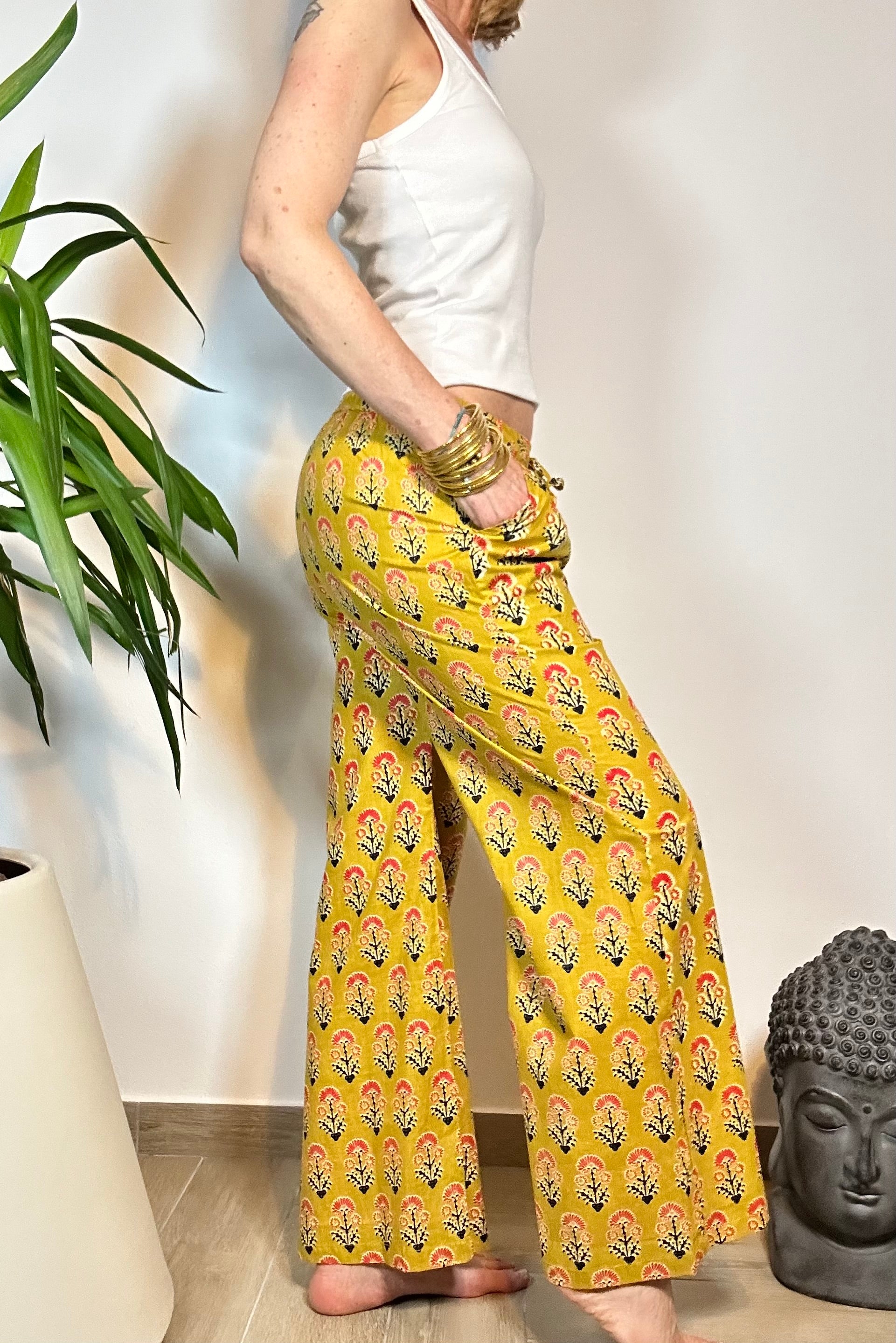SPICE BAZAR - Pantaloni Palazzo 100% Cotone Stampati Block print