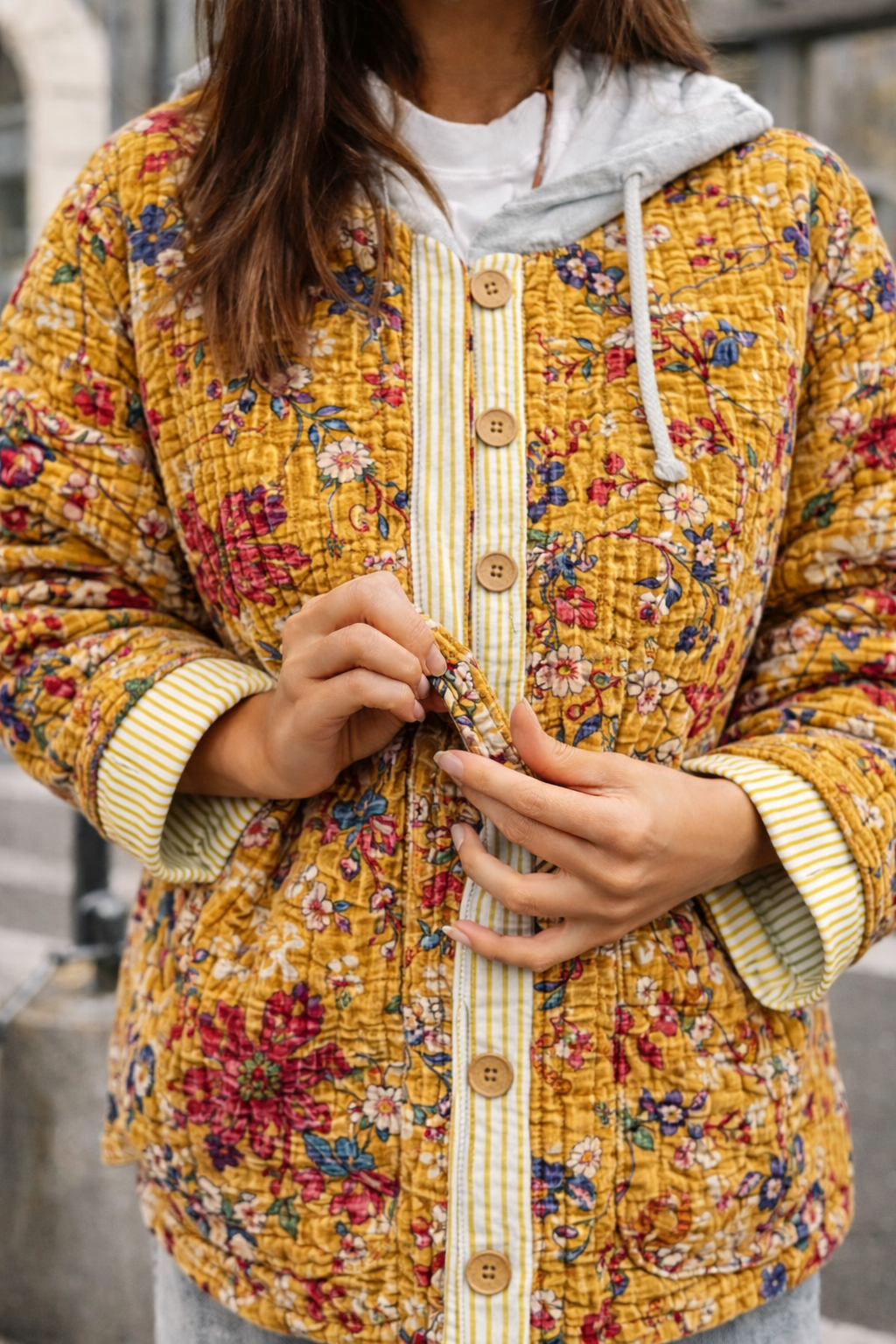 MILA - Giacca in velluto trapuntato a mano