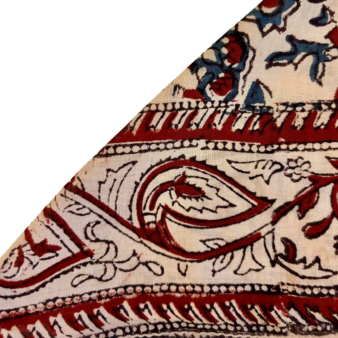 Sienna - Bandana in mussola di cotone 100% Block Print - variante rosso blu