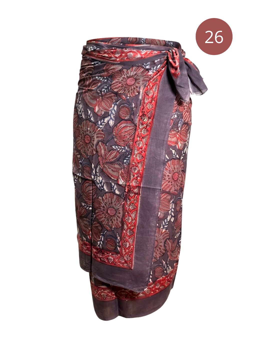 Sarong Pareo in cotone 100% – Block print fatto a mano | 110 x 185 cm