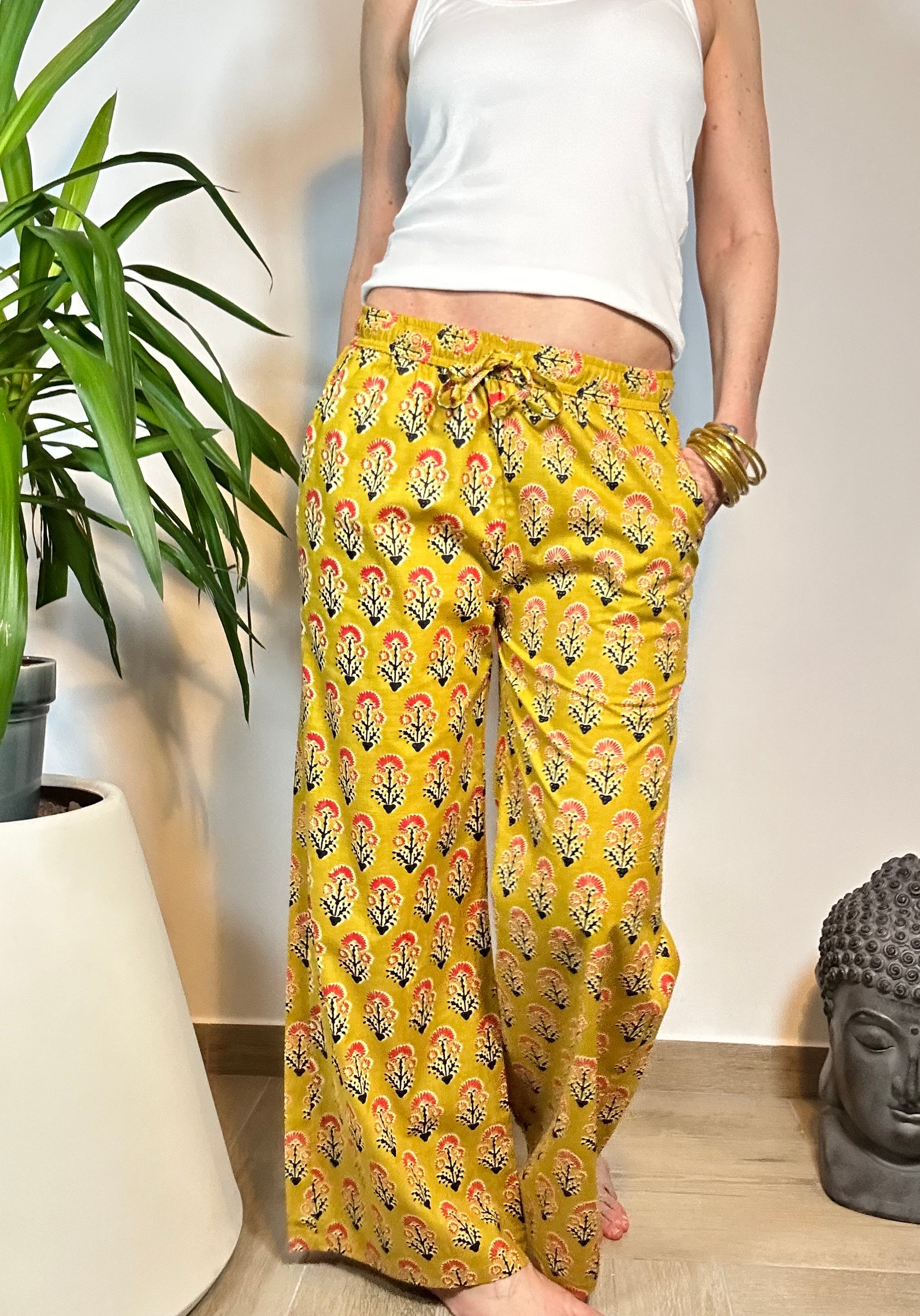 SPICE BAZAR - Pantaloni Palazzo 100% Cotone Stampati Block print