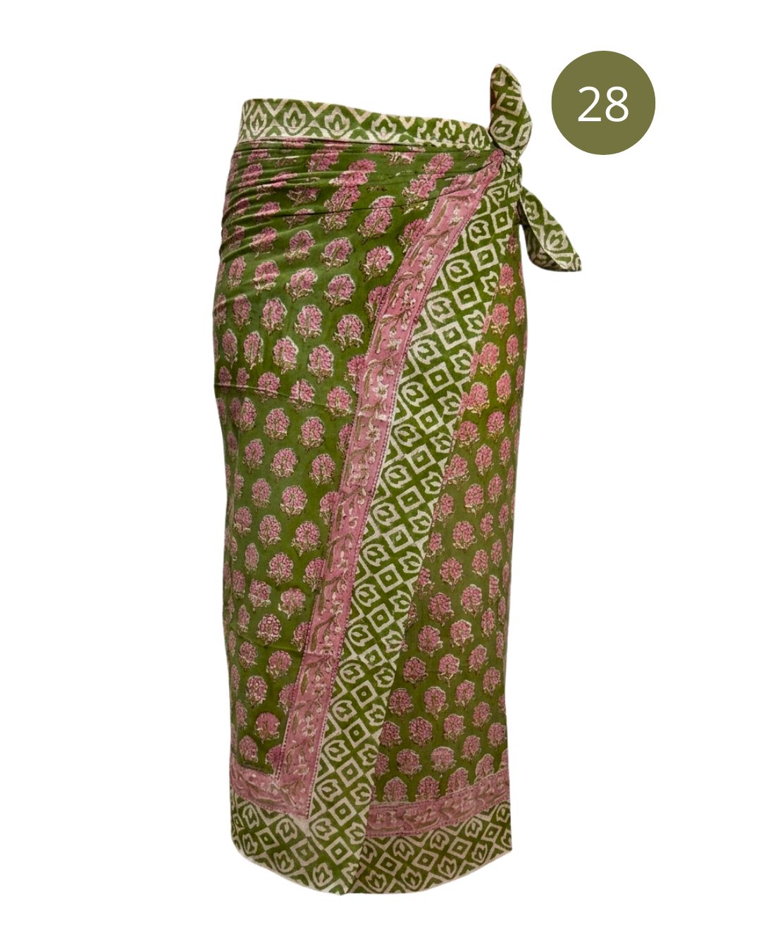 Sarong Pareo in cotone 100% – Block print fatto a mano | 110 x 185 cm