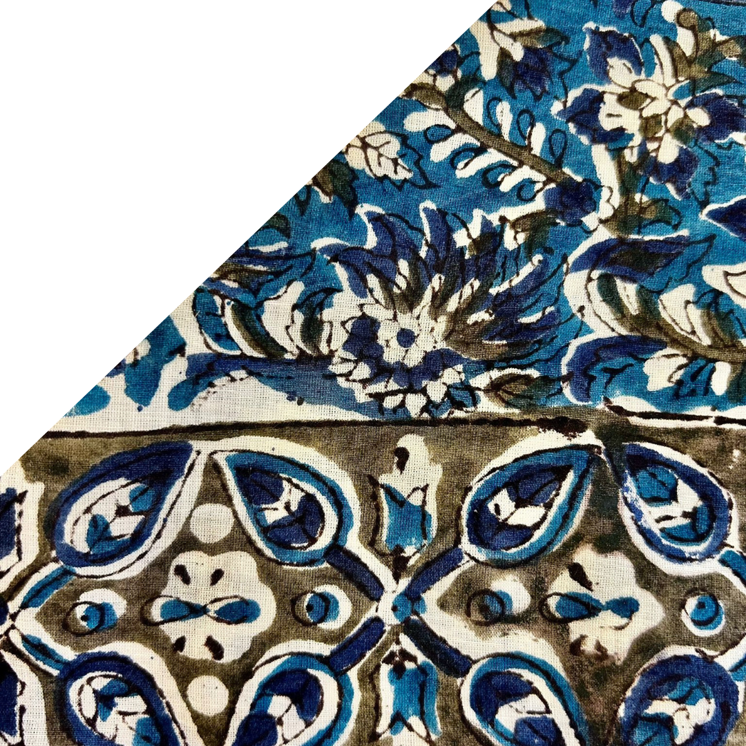 Sienna - Bandana in mussola di cotone 100% Block Print - variante ottanio verde