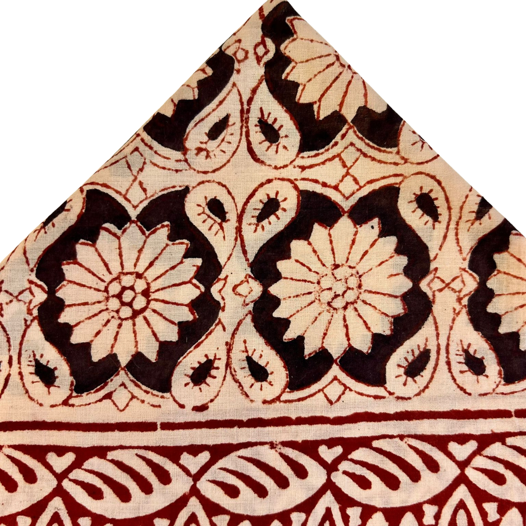 Sienna - Bandana in mussola di cotone 100% Block Print - variante rosso nero