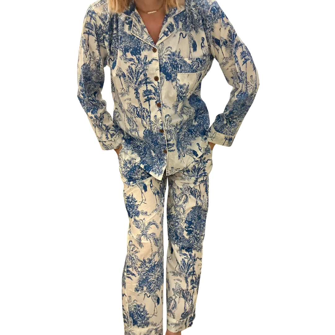 Jaipur Set – Completo 3 Pezzi in Cotone Block Print - heritage blu -
