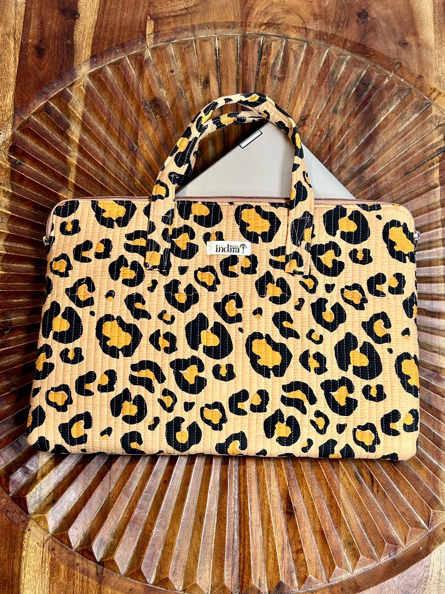 ANIKA - Borsa Porta PC Trapuntata in Cotone Block Print