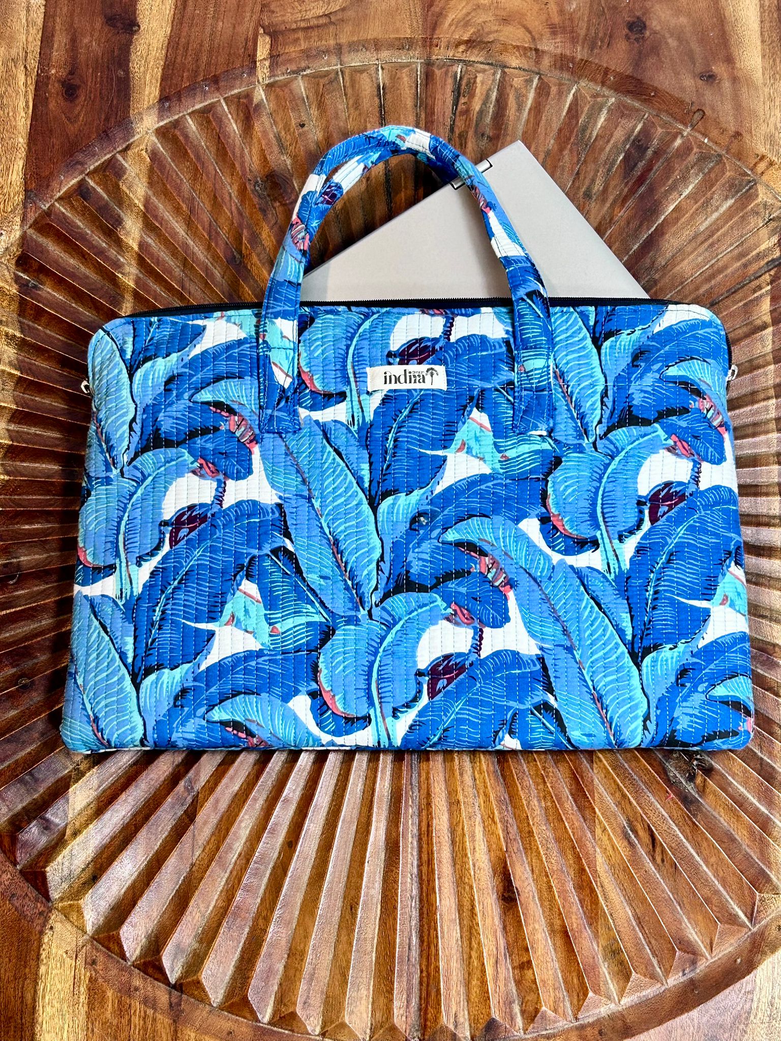 ANIKA - Borsa Porta PC Trapuntata in Cotone Block Print