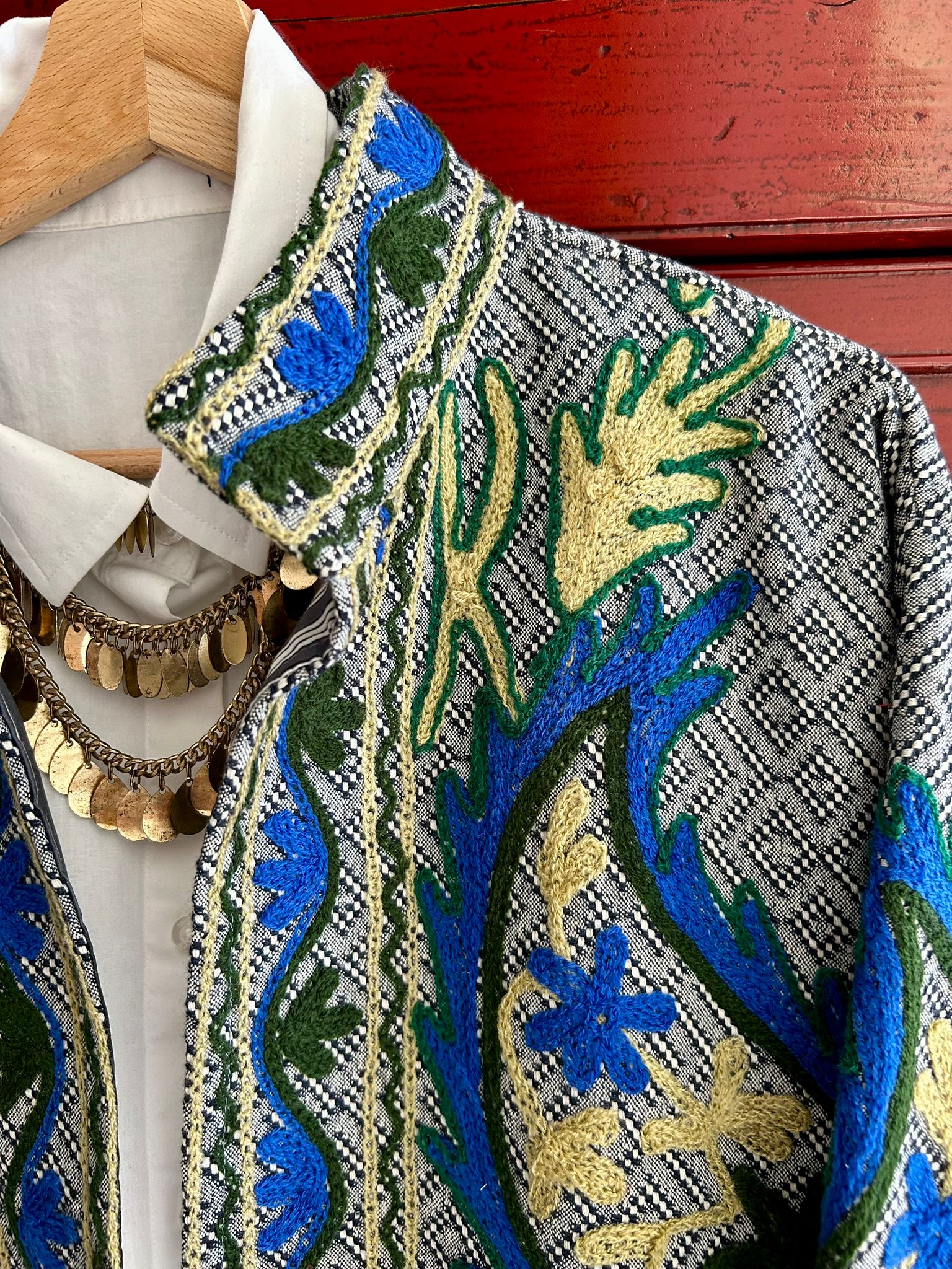 SUZANI ARIA – Giacca Artigianale Leggera in Cotone con Fodera Block Print