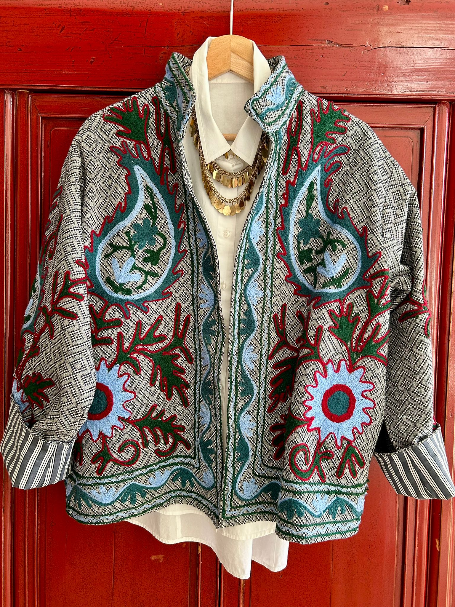 SUZANI ARIA – Giacca Artigianale Leggera in Cotone con Fodera Block Print