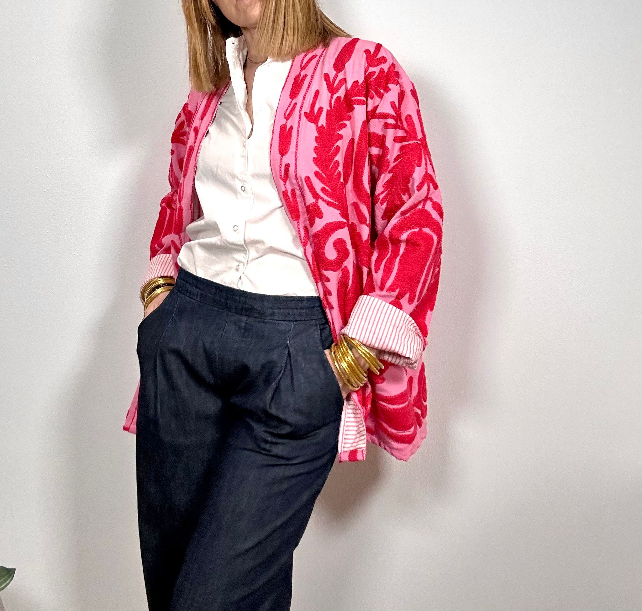SPRITZ Kimono - Suzani in cotone lungo con tasche