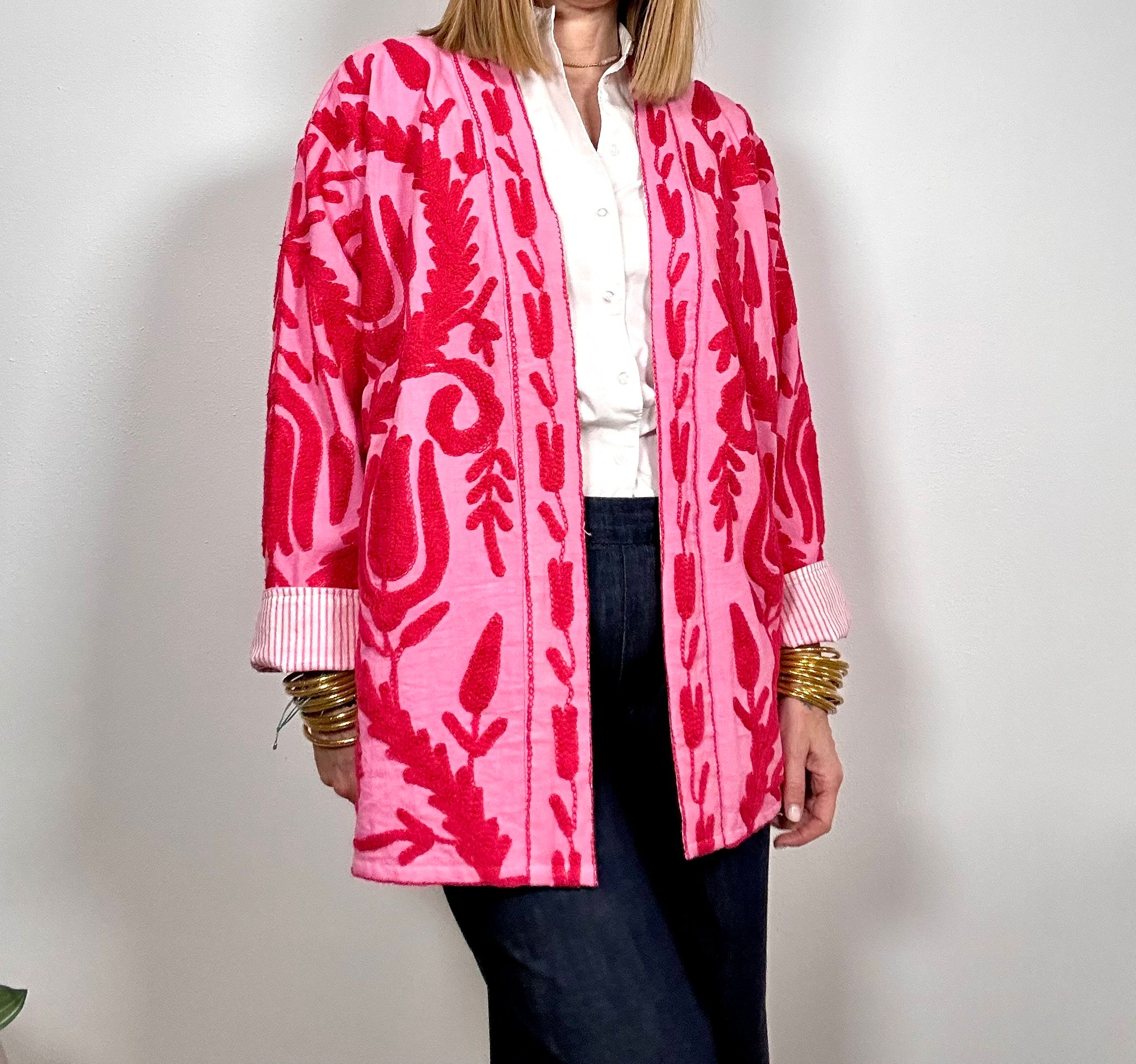 SPRITZ Kimono - Suzani in cotone lungo con tasche