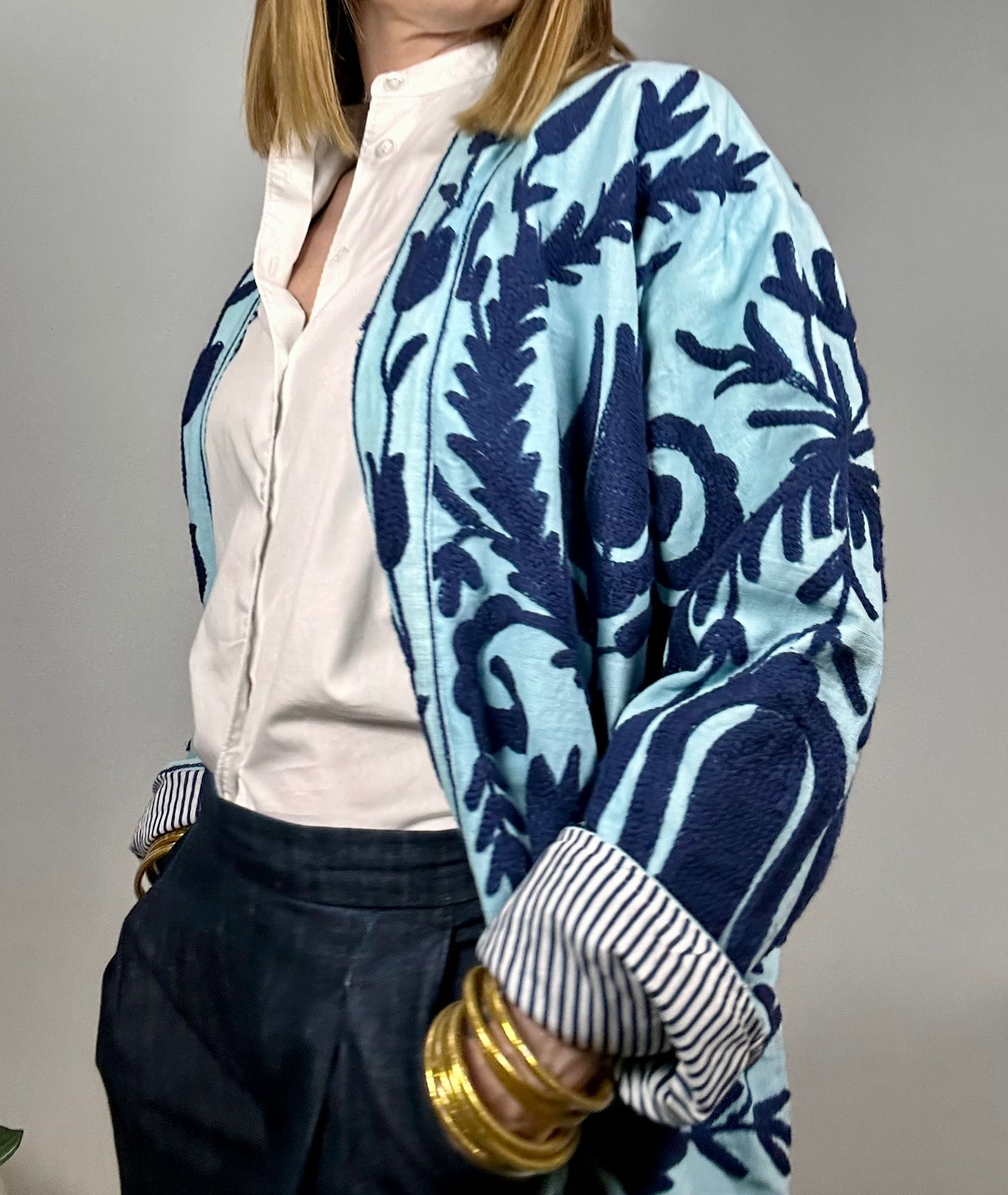 SPRITZ Kimono - Suzani in cotone lungo con tasche