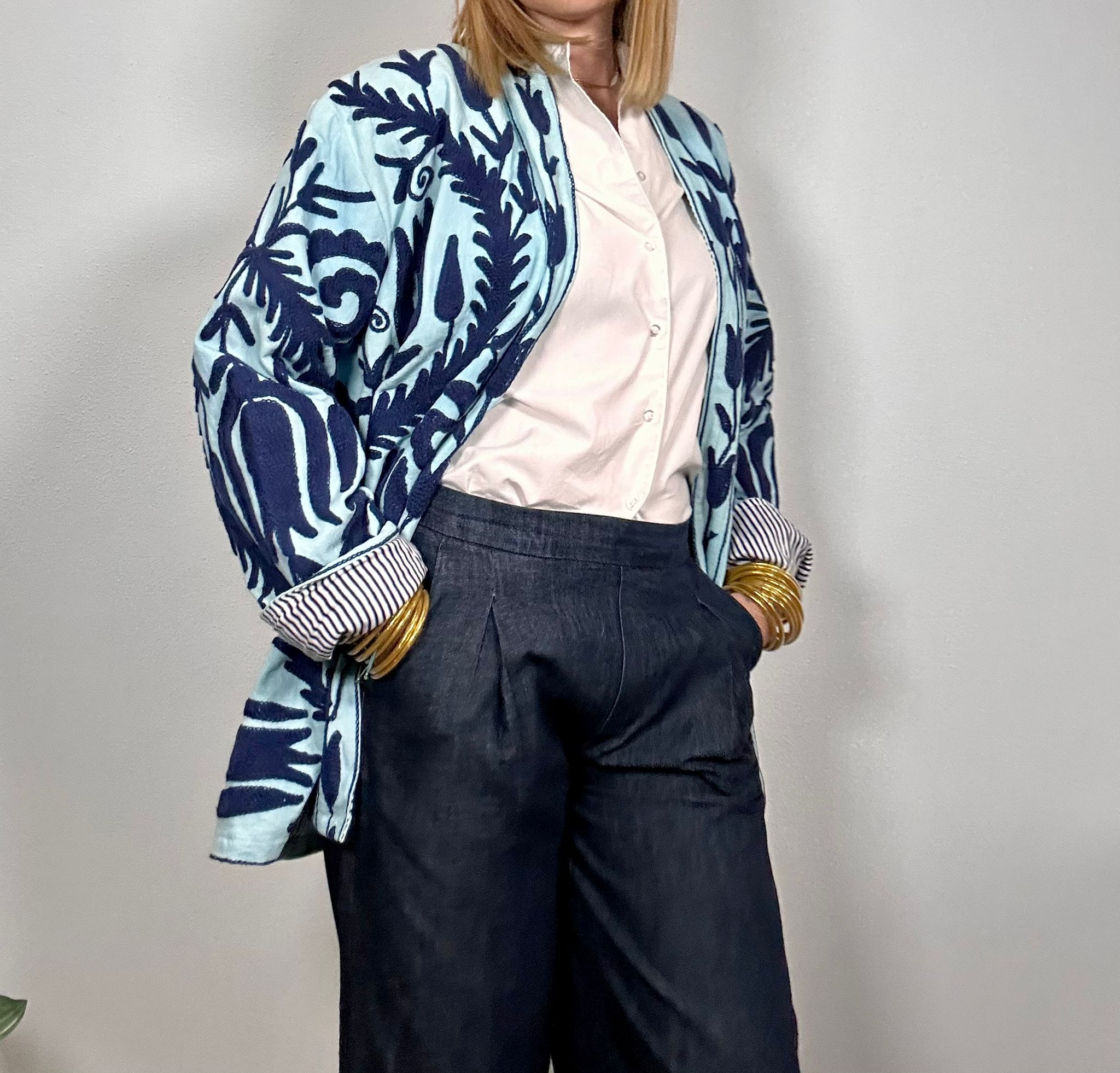 SPRITZ Kimono - Suzani in cotone lungo con tasche