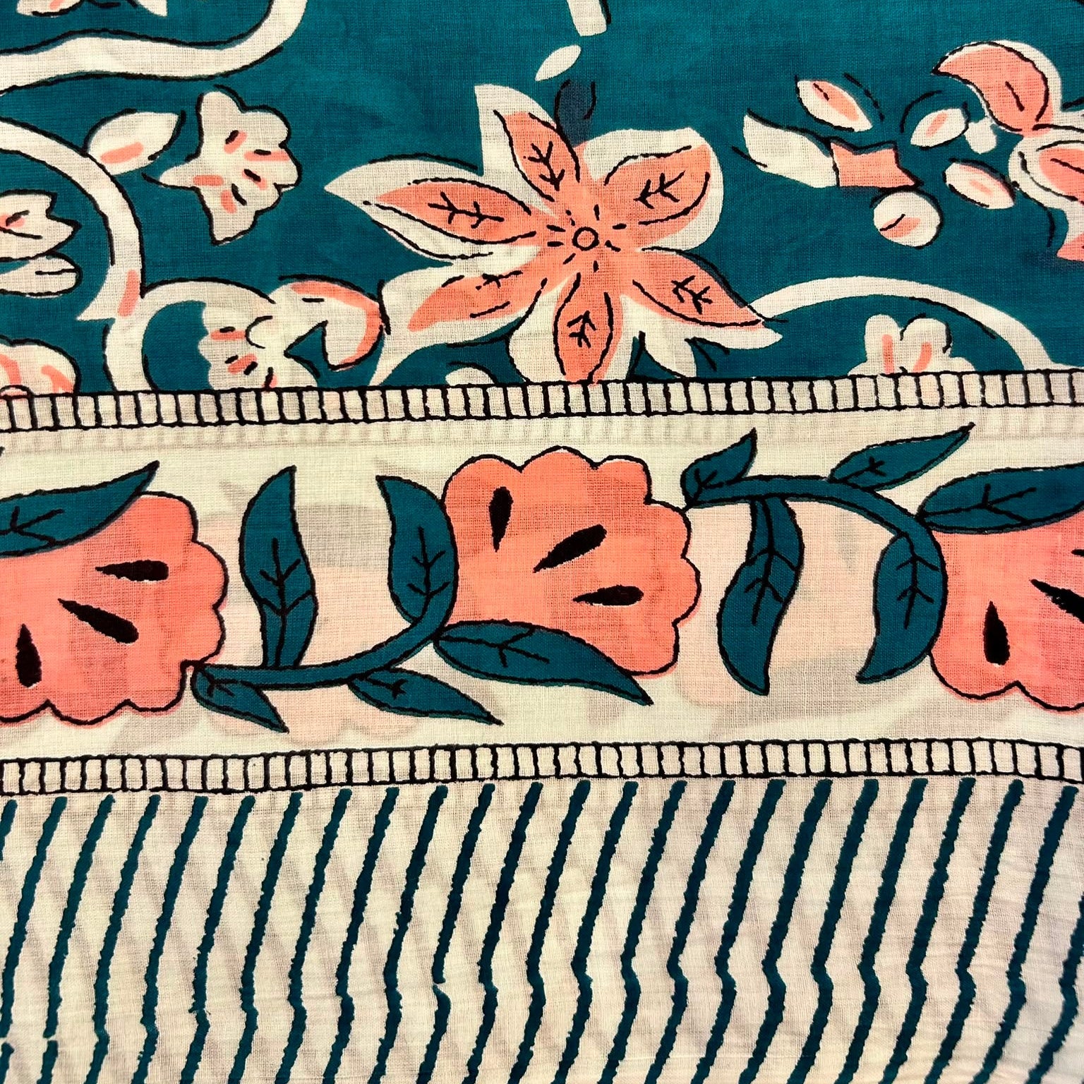 Sarong Pareo in Cotone 100% – Block Print Indiano | 100 x 170 cm - variante A3 -