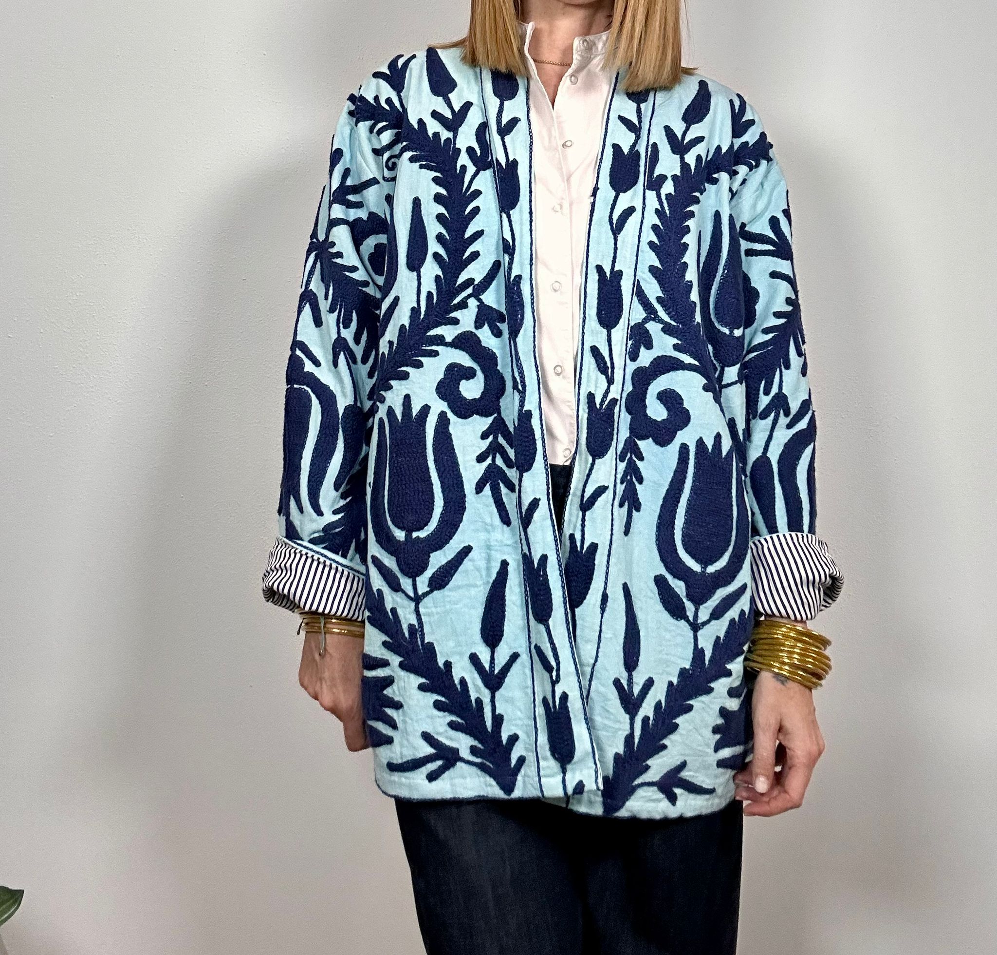SPRITZ Kimono - Suzani in cotone lungo con tasche