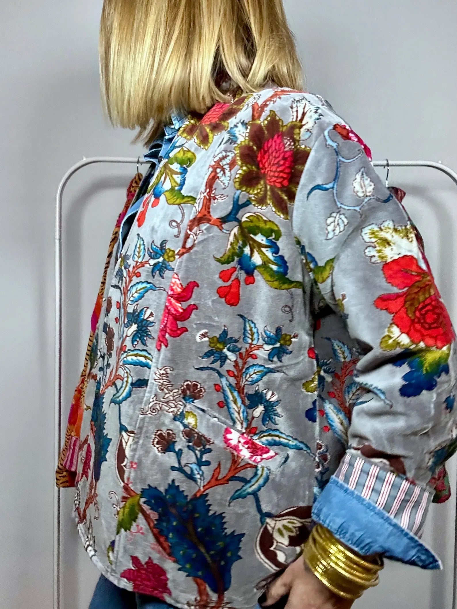 COOZY VELVET - Giacca in velluto di cotone con fodera block print