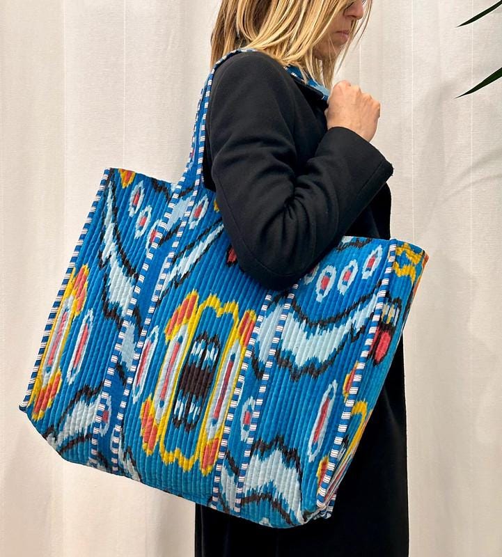 Tote Bag in velluto trapuntato 100% cotone