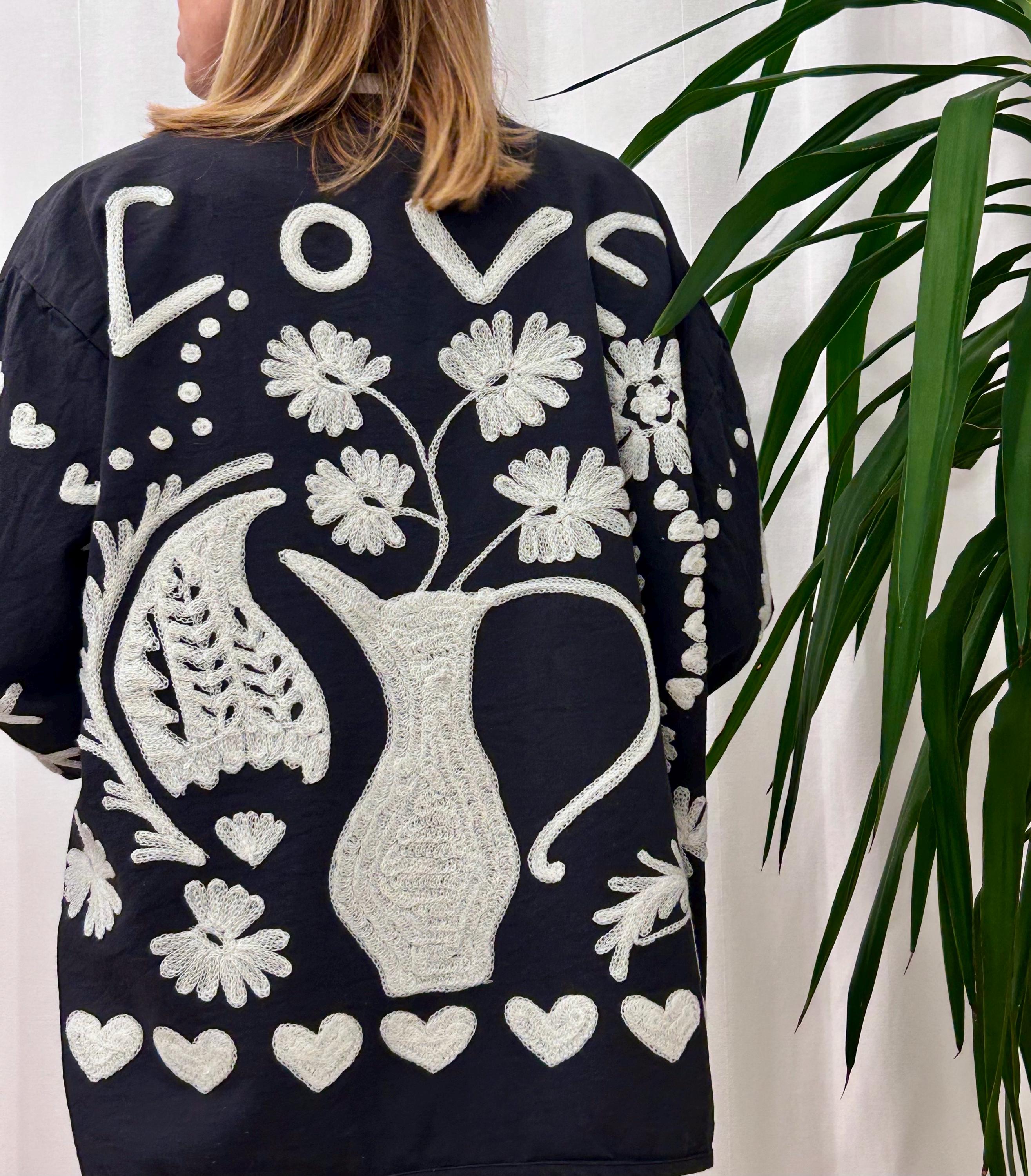 LOVE/DREAM/HEART Giacca over ricamata