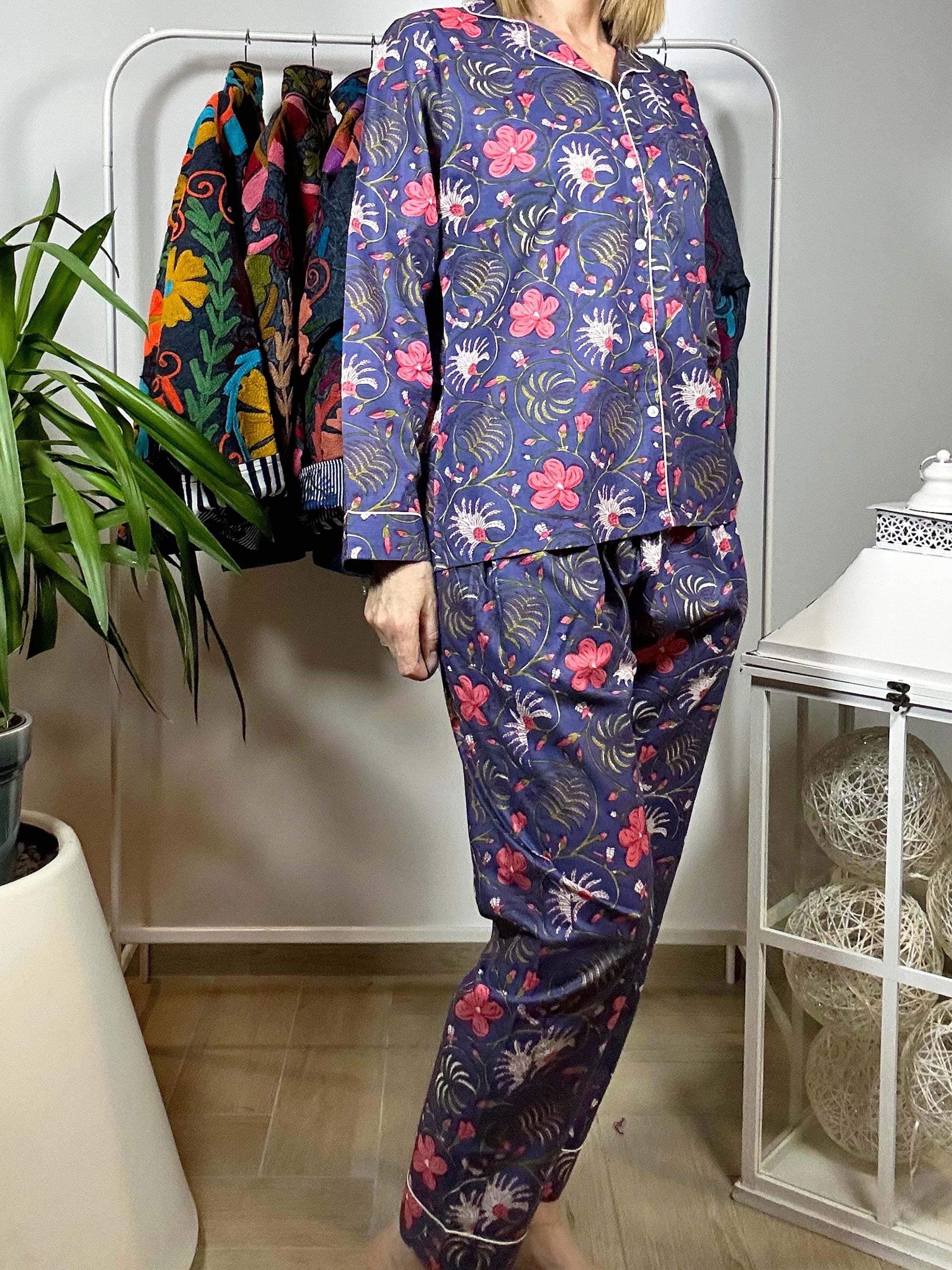 Set Notte 3 Pezzi in Cotone 100% – Pigiama con Giacca, Pantalone e Bustina