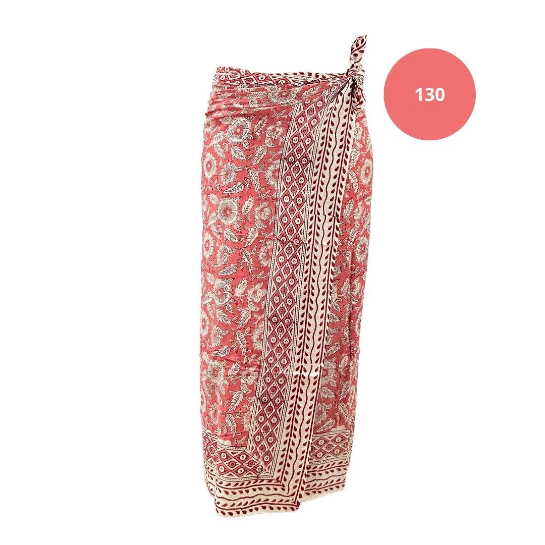 Sarong Pareo in cotone 100% – Block print fatto a mano | 110 x 185 cm