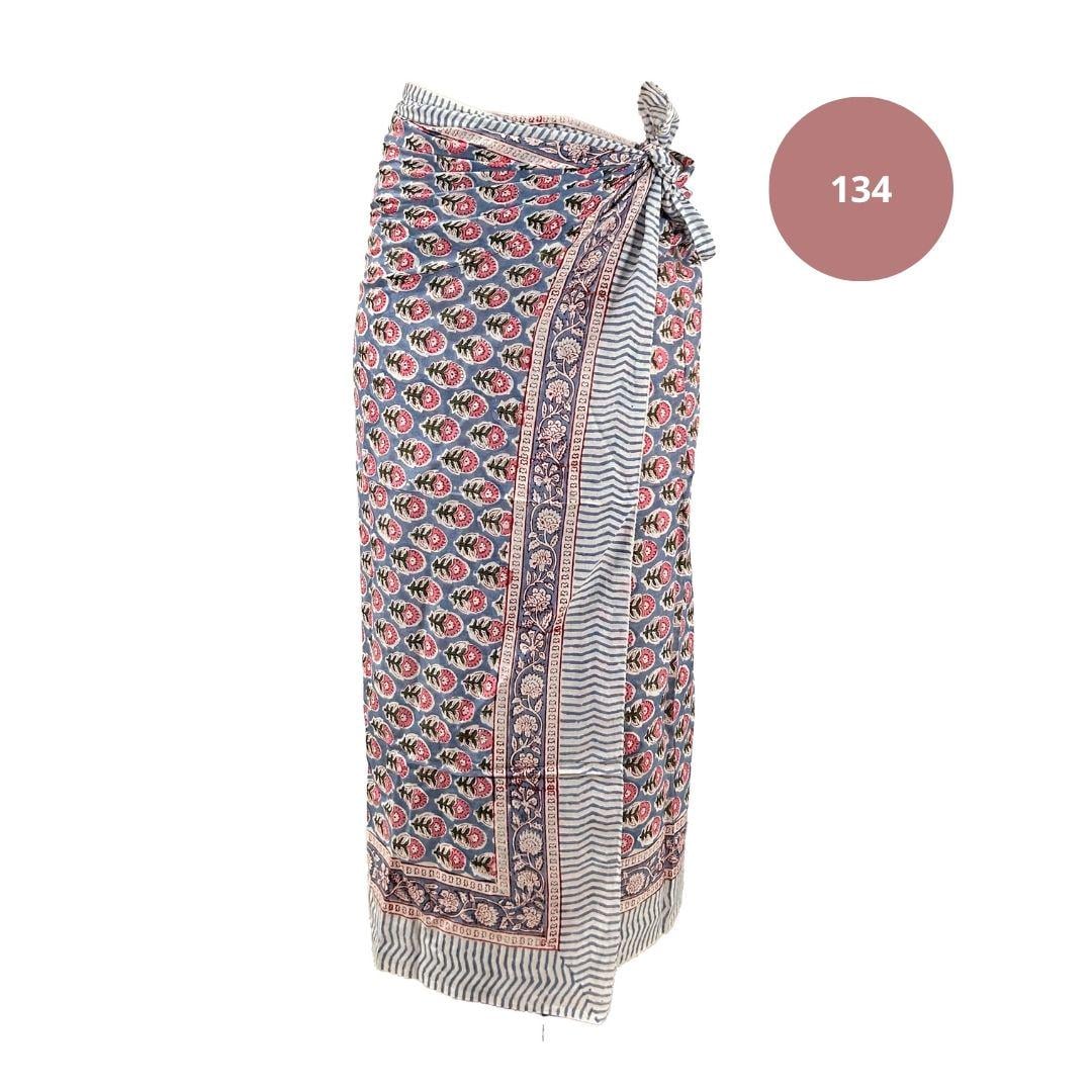 Sarong Pareo in cotone 100% – Block print fatto a mano | 110 x 185 cm