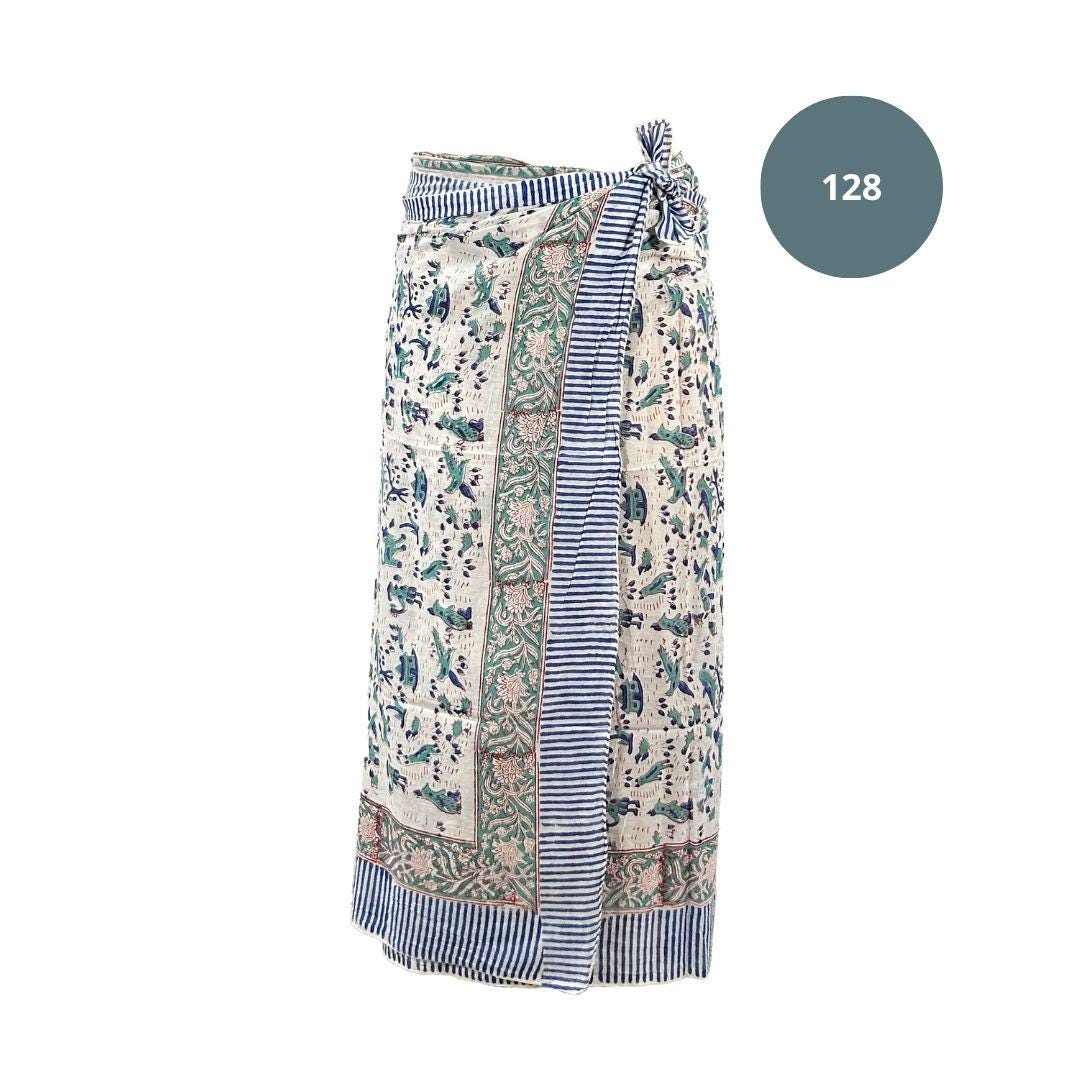 Sarong Pareo in cotone 100% – Block print fatto a mano | 110 x 185 cm