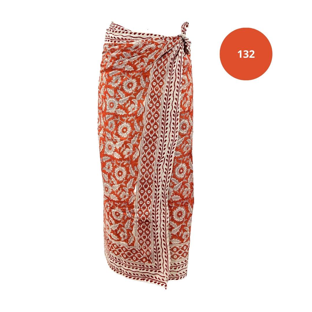 Sarong Pareo in cotone 100% – Block print fatto a mano | 110 x 185 cm