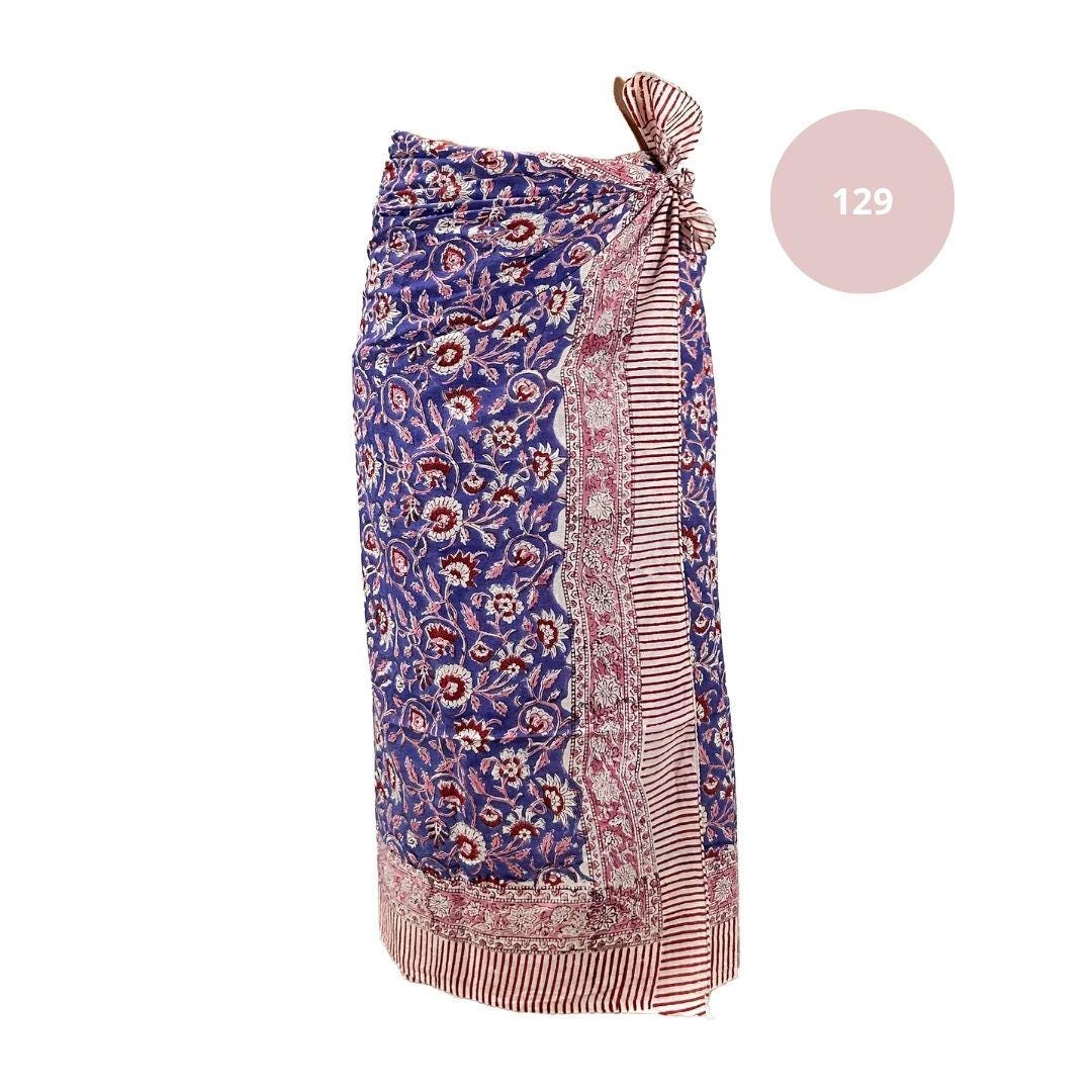 Sarong Pareo in cotone 100% – Block print fatto a mano | 110 x 185 cm