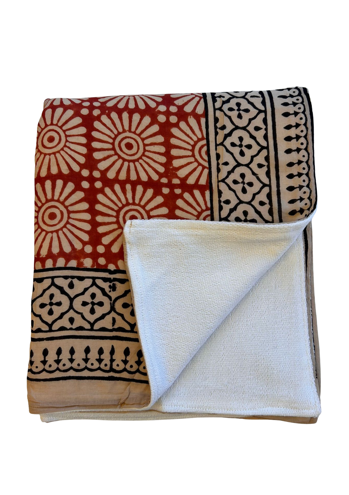 GOA - Telo Mare Block Printed  e Spugna – 110 x 190 cm