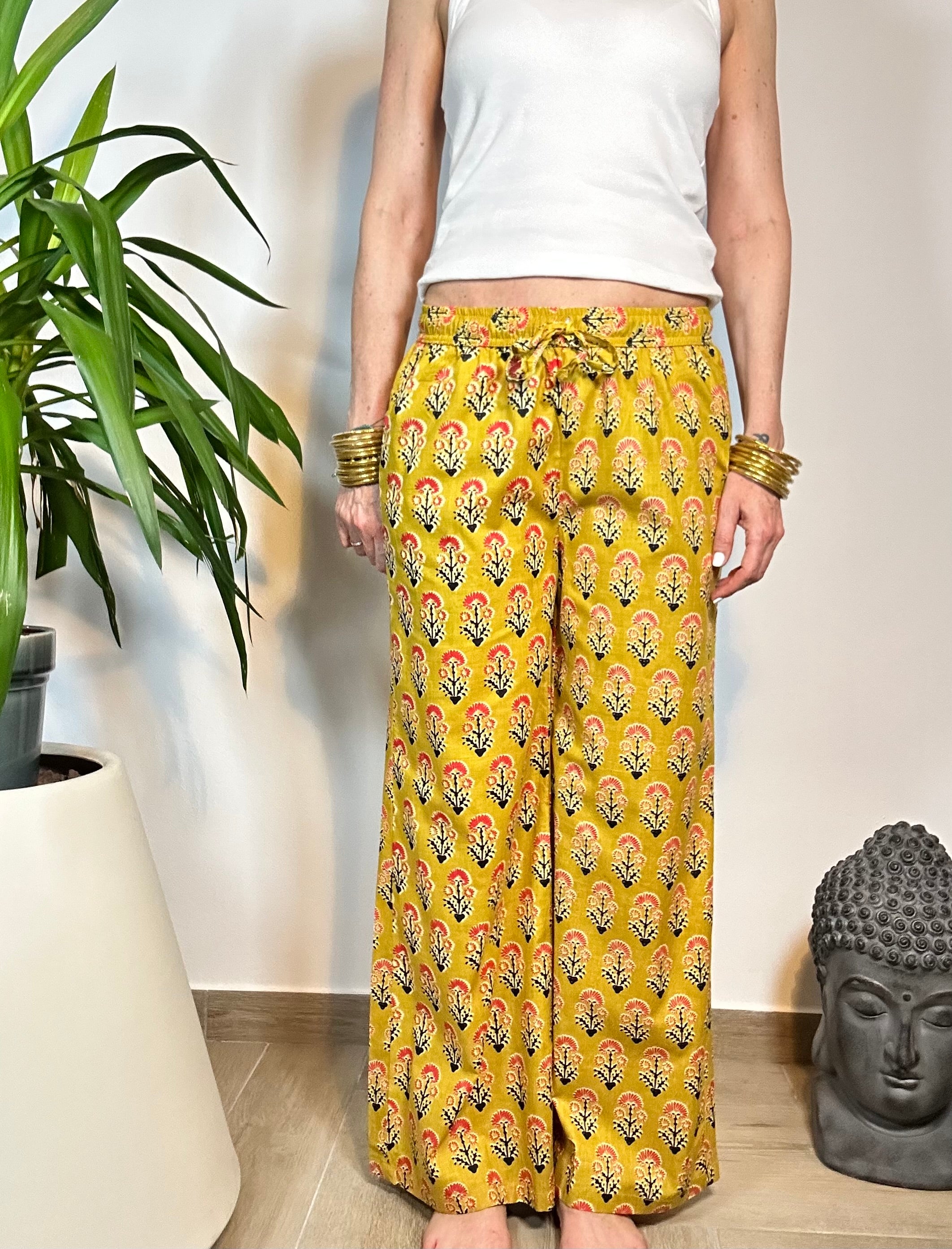 SPICE BAZAR - Pantaloni Palazzo 100% Cotone Stampati Block print