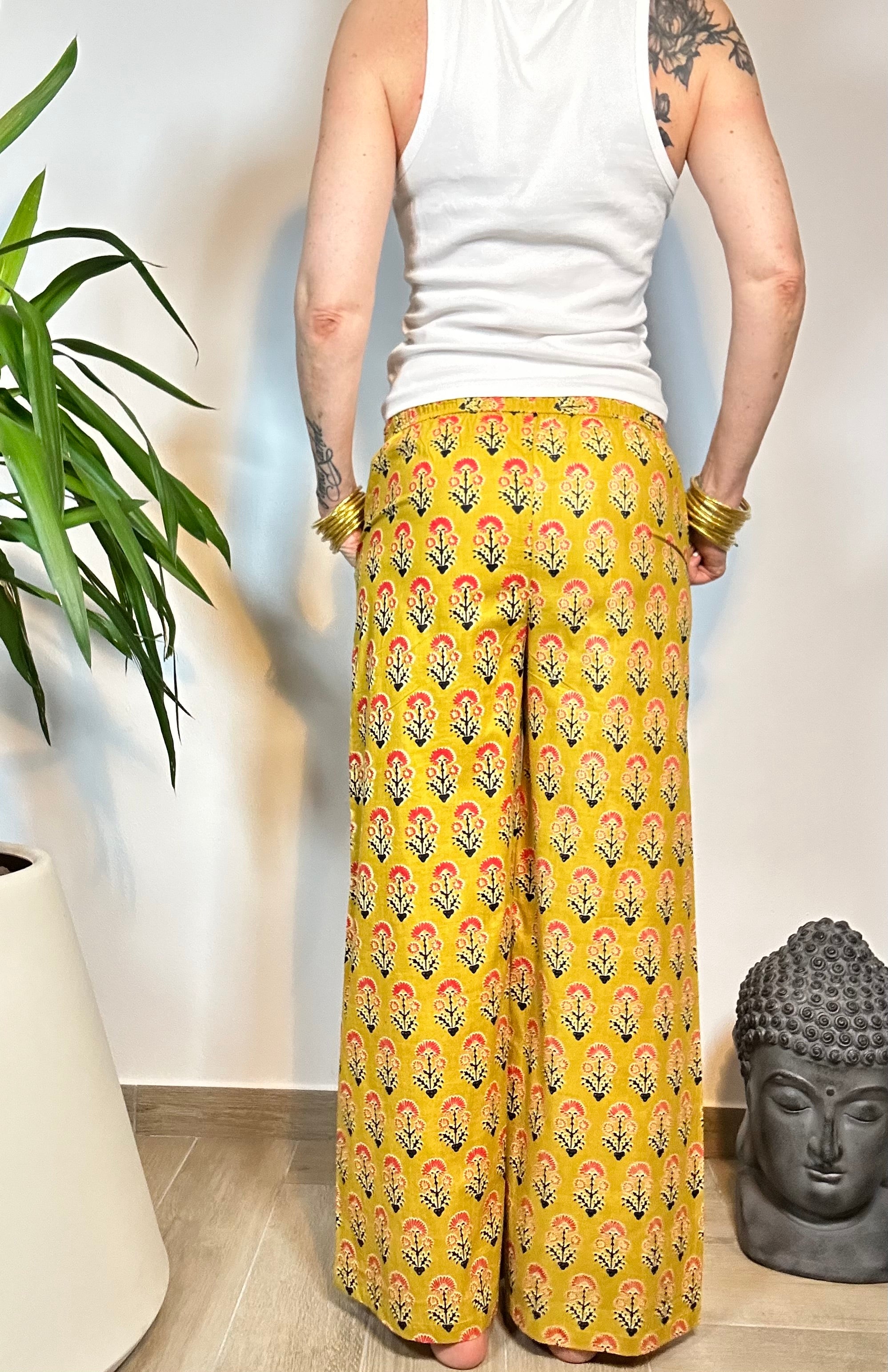SPICE BAZAR - Pantaloni Palazzo 100% Cotone Stampati Block print