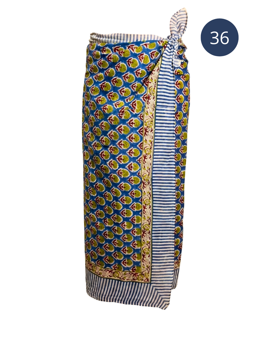 Sarong Pareo in cotone 100% – Block print fatto a mano | 110 x 185 cm