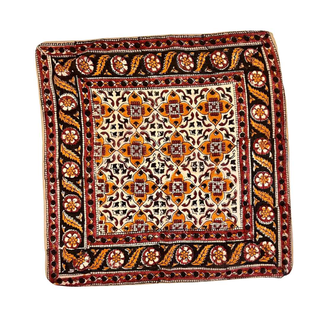 Sienna - Bandana in mussola di cotone 100% Block Print - variante arancio nero