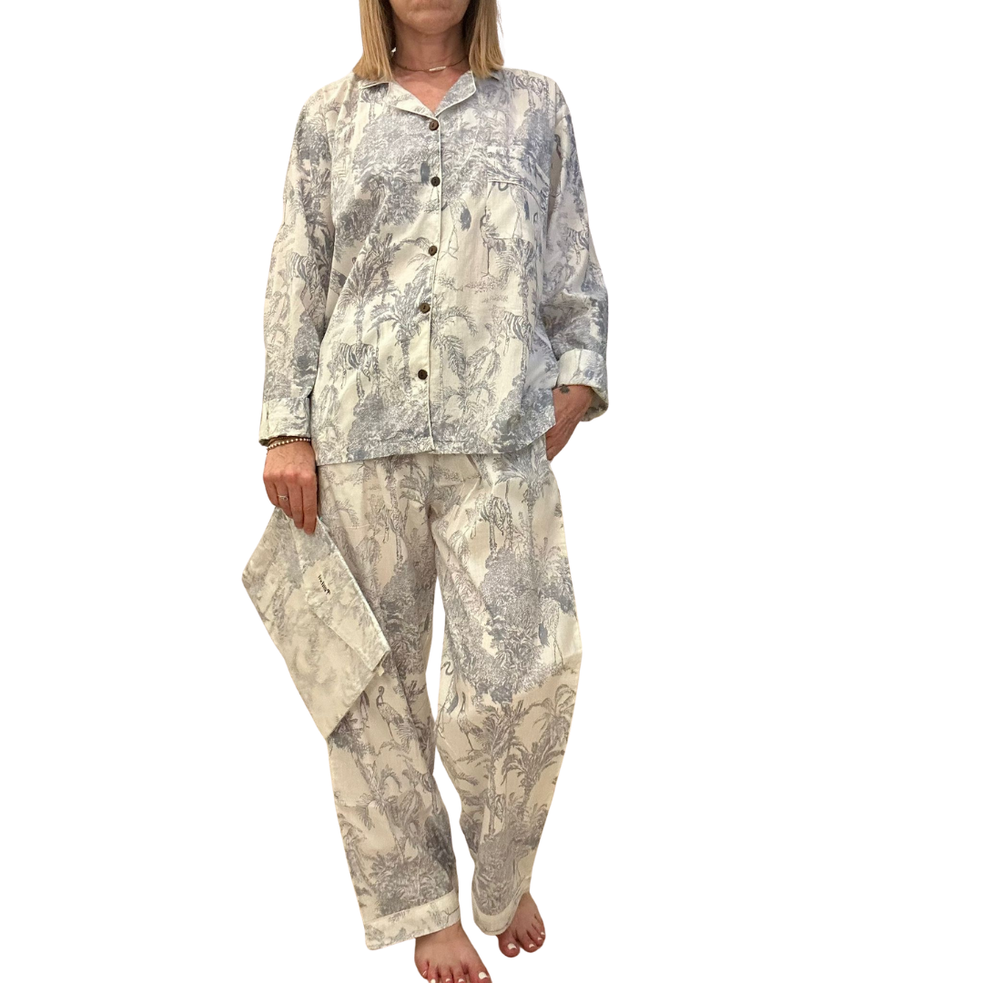 Jaipur Set – Completo 3 Pezzi in Cotone Block Print - heritage grigio -