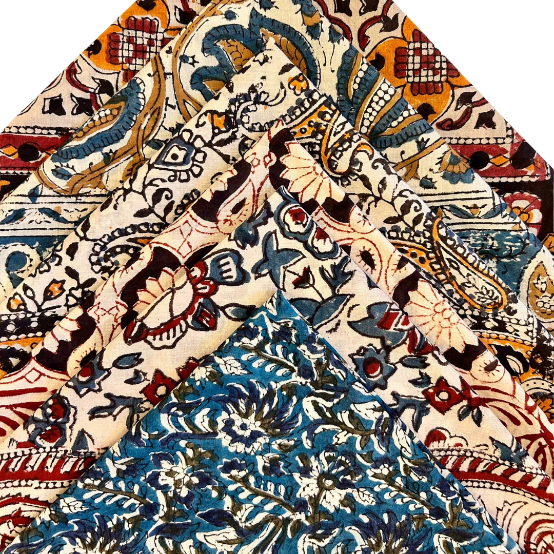 Sienna - Bandana in mussola di cotone 100% Block Print - variante blu senape