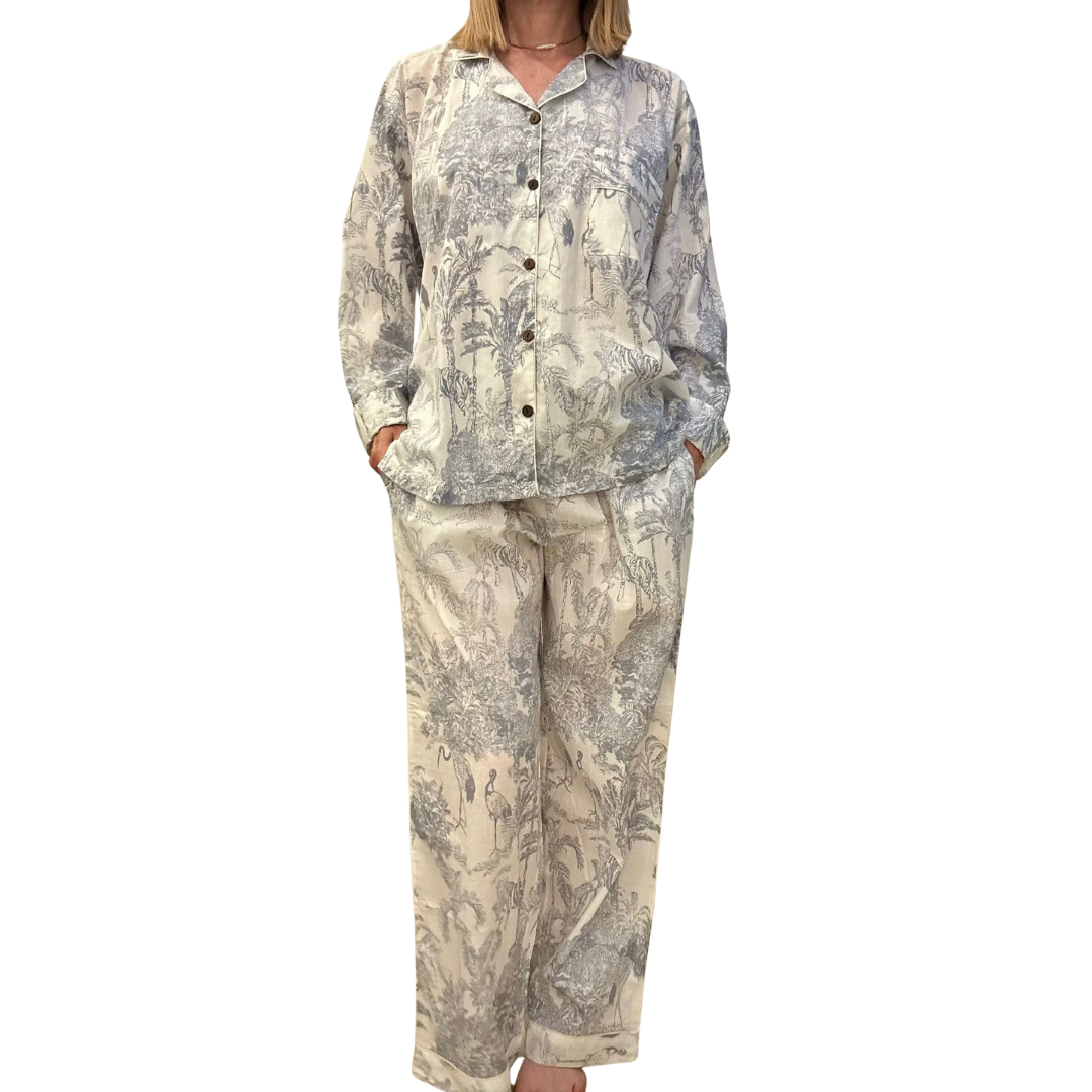 Jaipur Set – Completo 3 Pezzi in Cotone Block Print - heritage grigio -