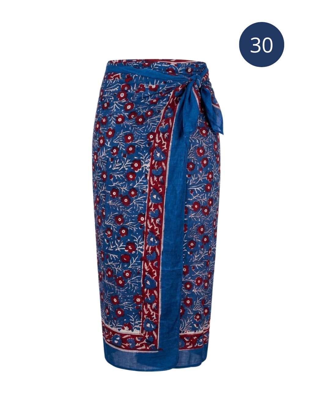 Sarong Pareo in cotone 100% – Block print fatto a mano | 110 x 185 cm